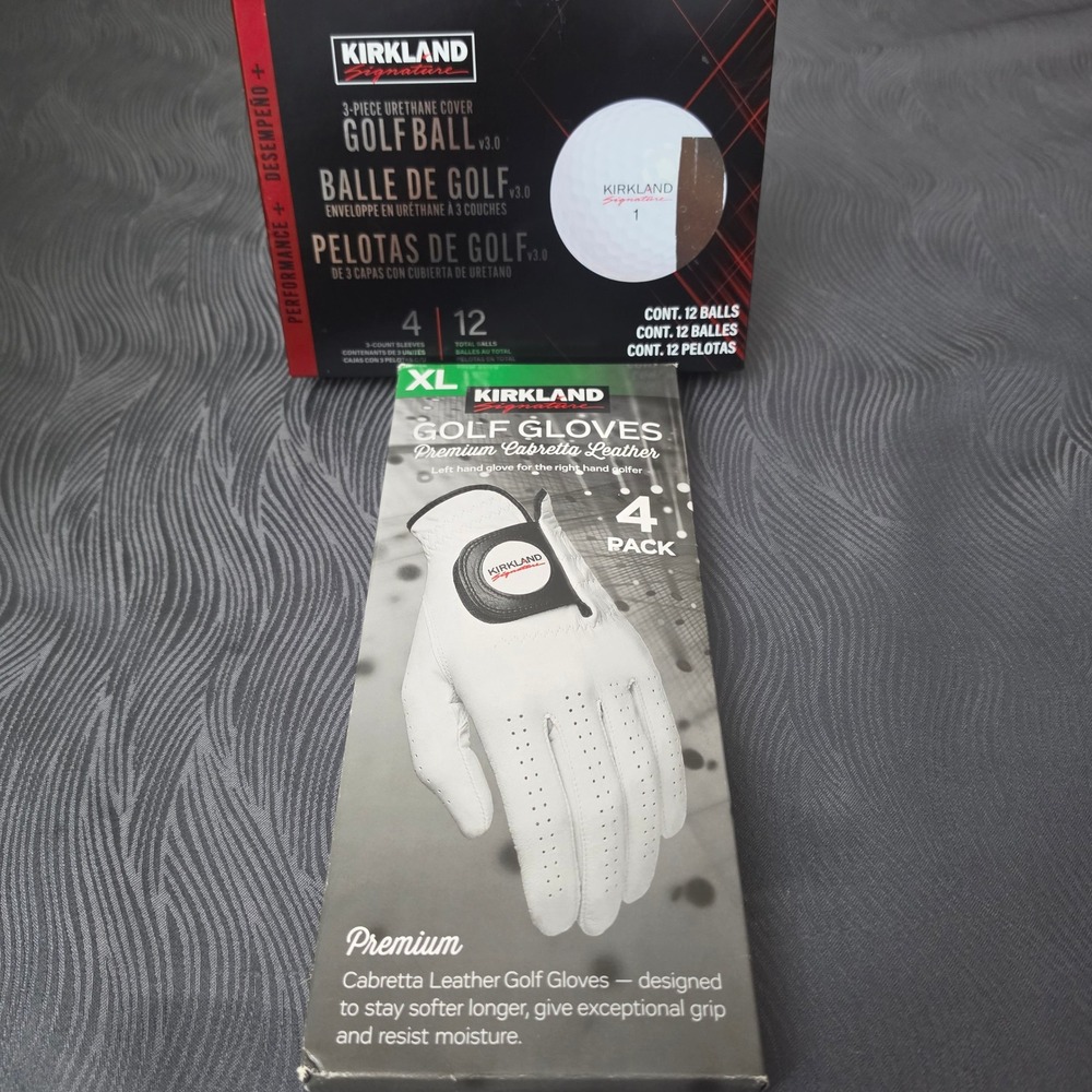 Kirkland Signature Golf 4pk Gloves & Free Balls Bundle Mens XL White 12pk Balls
